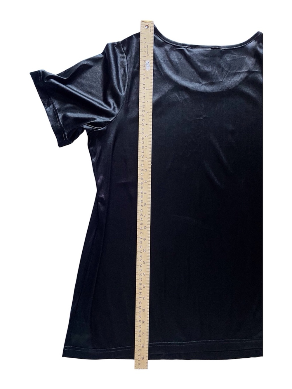 Roaman's Black Transparent Black OversizeWomen's Tunic Top with Short Sleeves, M - Picture 5 of 11